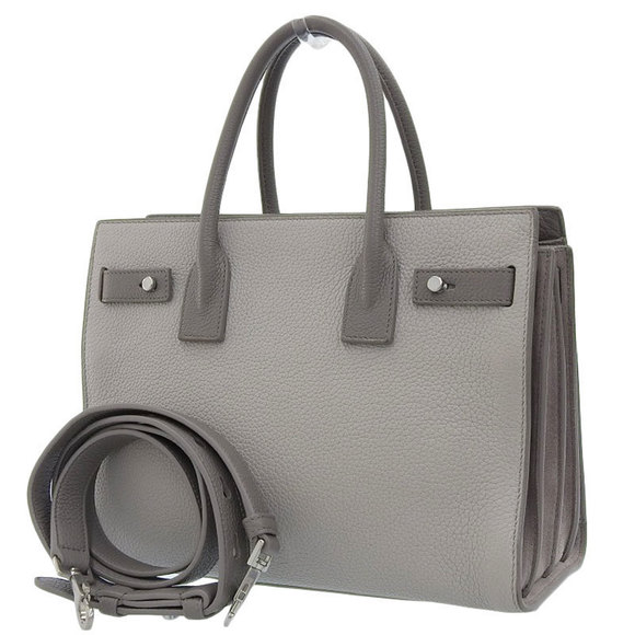 Saint Laurent 2WAY Gray Sac Jour Handbag Leather de - Picture 1 of 7